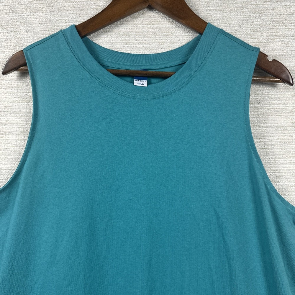 Old Navy Sleeveless Knit Shift Dress Teal Tank Dress Casual Beach Cover Up NWT L - Picture 2 of 8